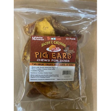 SCOOCHIE PET Bacon  Cheddar Loaded Pegable Pig Ears Chew 10PK 647